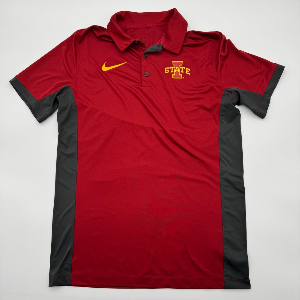 Nike Iowa State Cyclones Dri-FIT Polo Shirt Mens Medium Red Grey ISU NCAA